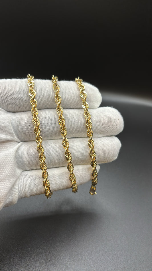 10k real gold 4.5mm rope chain 24in