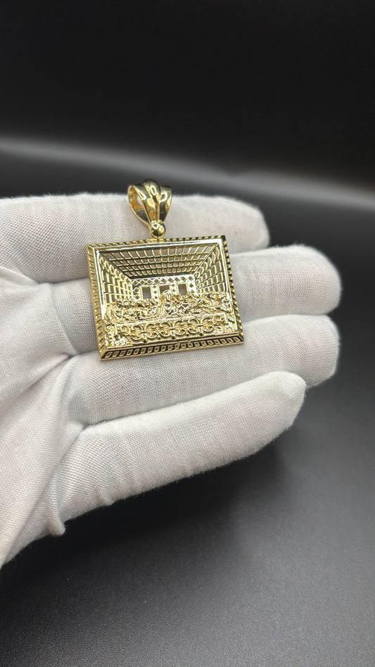 10k real gold last supper pendant