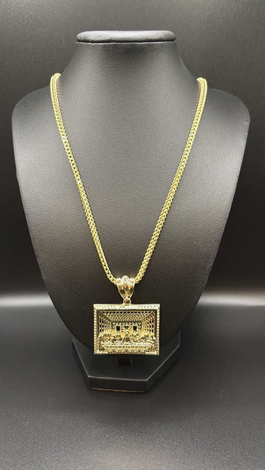 10k real gold last supper pendant