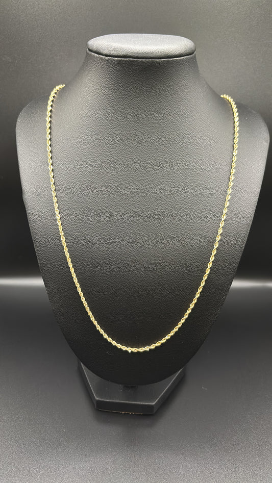 10k Real Gold 2mm Rope Chain 20in