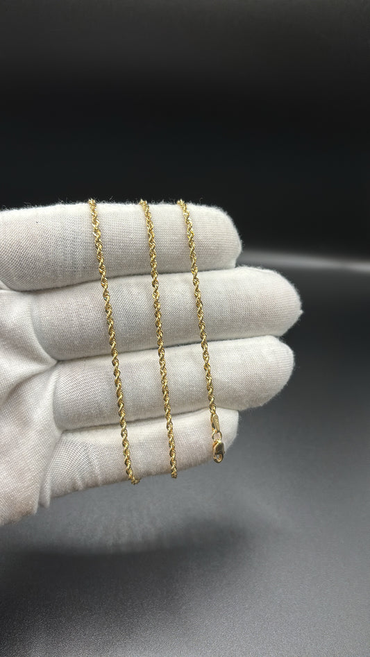10k Real Gold 2mm Rope Chain 22in