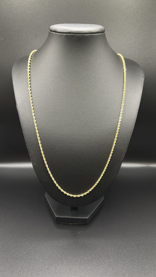 10k Real Gold 2mm Rope Chain 22in