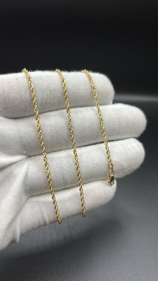 10k Real Gold 2mm Rope Chain 20in