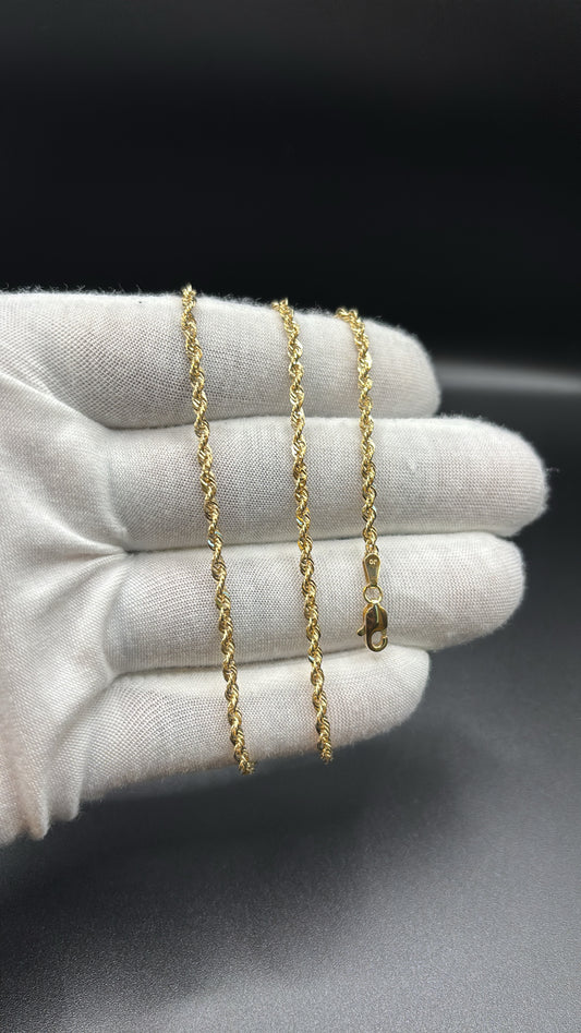 10k Real Gold 3mm Rope Chain 18in