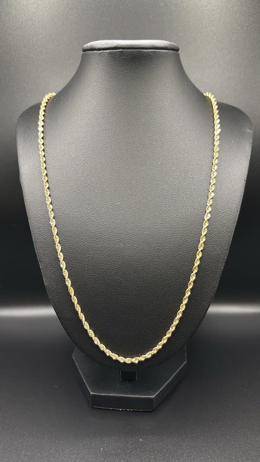 10k Real Gold 3mm Rope Chain 22in