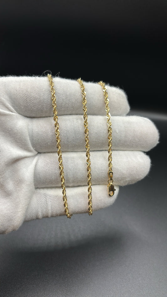 10k Real Gold 3mm Rope Chain 22in